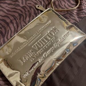 Louis Vuitton Metallic Gold Patent Wristlet Clutch
